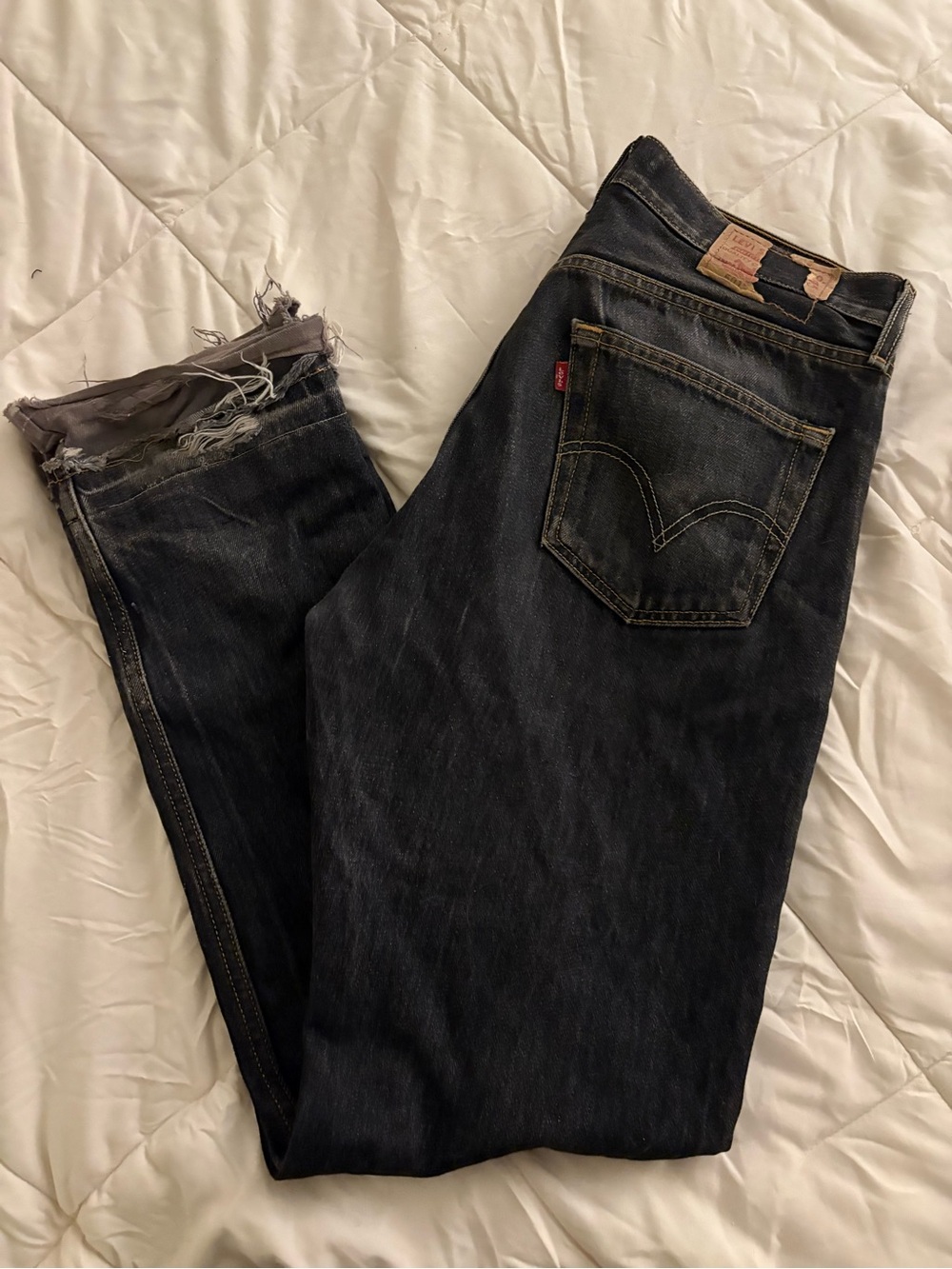 Levi's 501 Men's Washed Black Distressed Straight Jeans Waist 34 x 32
